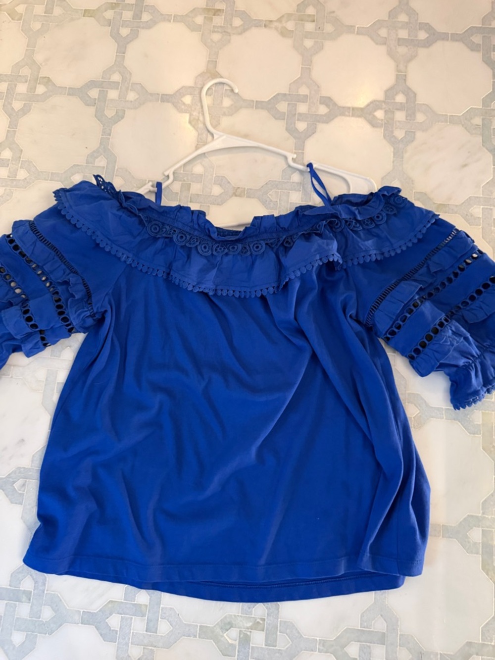 Lilly Pulitzer Royal Blue Off-Shoulder Ruffle Top